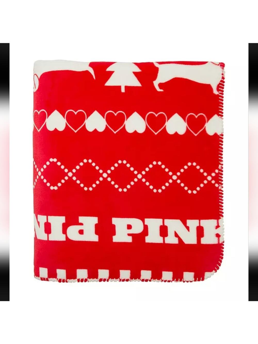 New Victoria's Secret PINK Holiday Fleece Blanket Red Pepper Fair Aisle DEASTOCK